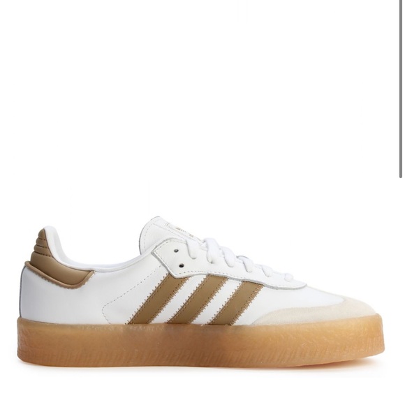 Adidas Sambae White and Brown Sneakers Gum Sole - Picture 4 of 8